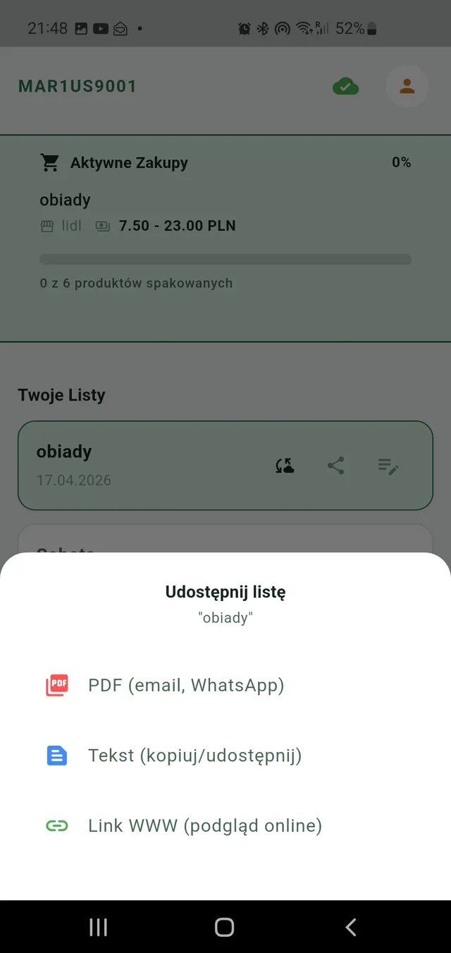 Zawsze w kontakcie: ekran aplikacji